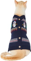Frisco Jolly Snowman Dog & Cat Faux Cardigan Sweater, Small