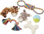 Frisco Jungle Pals Plush & Rope Variety Pack Dog Toy, Small/Medium, 6 count
