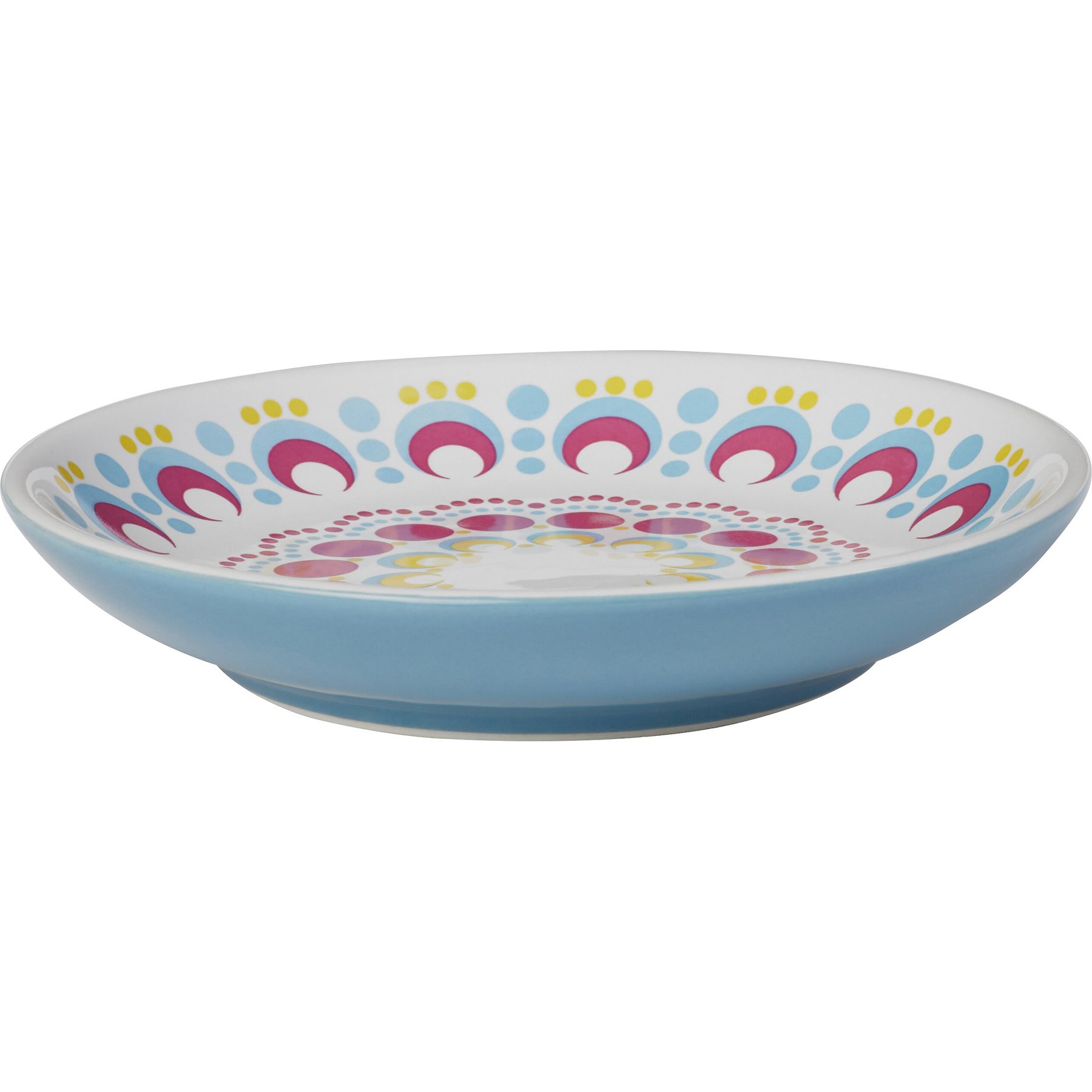 Frisco Kaleidoscope Pattern Non-skid Ceramic Cat Dish, Blue, 0.5 cup, 1 count