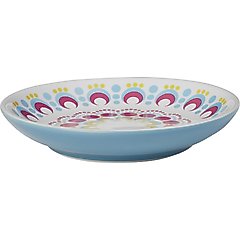 Frisco Kaleidoscope Pattern Non-skid Ceramic Cat Dish, Blue, 0.5 cup, 1 count