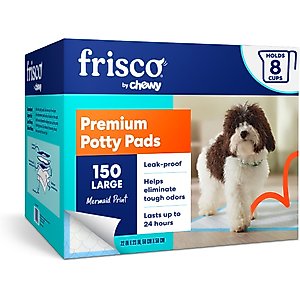 Frisco Large Premium Dog Training & Potty Pads, 22 x 23-in, Unscented, 150 count, Mermaid Print