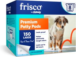 Frisco Large Premium Dog Training & Potty Pads, 22 x 23-in, Unscented, 150 count, Paws & Bones