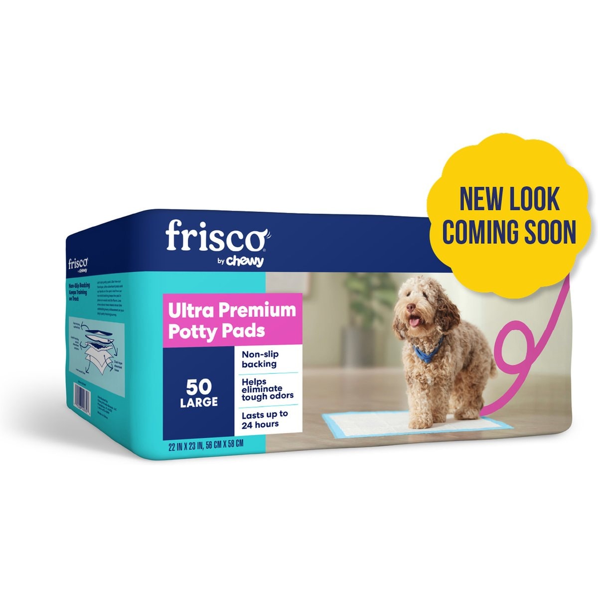 Frisco Large Ultra Premium Non-Skid Dog Training & Potty Pads (New Look Coming Soon), 22 x 23-in, Unscented, 50 count