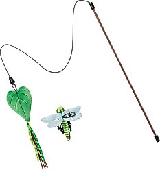 Frisco Leaf & Dragonfly Interchangeable Teaser Wand Cat Toy with Catnip, 2 count