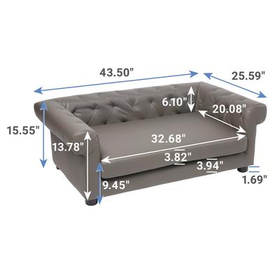 Show full view: Frisco Leatherette Tufted Sofa Cat & Dog Bed, Dark Gray, Large slide 2 of 4