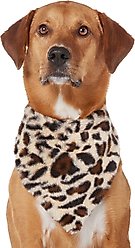 Frisco Leopard Faux Fur Dog & Cat Bandana, Medium/Large