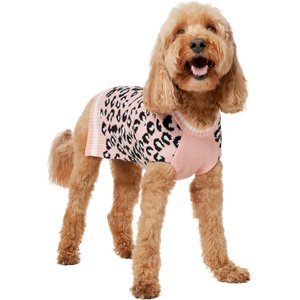 Frisco Leopard Print Dog & Cat Sweater, Pink, Large