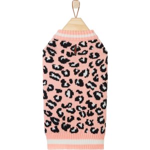 Frisco Leopard Print Dog & Cat Sweater, Pink, Large