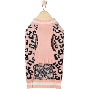 Frisco Leopard Print Dog & Cat Sweater, Pink, Large