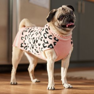 Frisco Leopard Print Dog & Cat Sweater, Pink, Medium