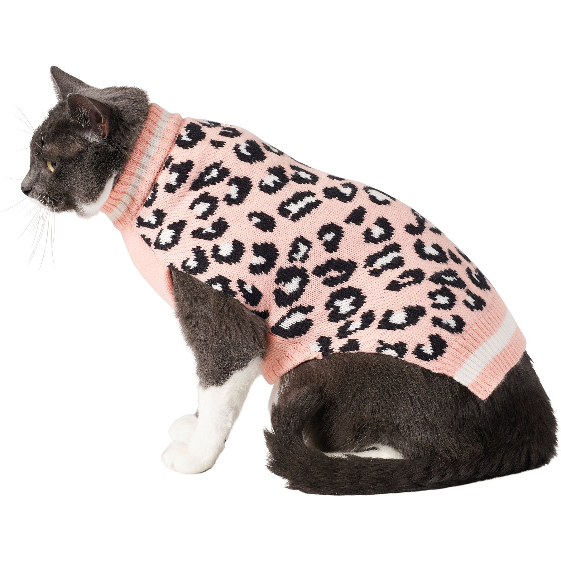 Frisco Leopard Print Dog & Cat Sweater, Pink, X-Small