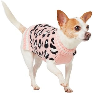 Frisco Leopard Print Dog & Cat Sweater, Pink, X-Small