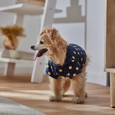 Show full view: Frisco Lightweight Gold Dotted Dog & Cat Jacket, Navy, XX-Large slide 6 of 7