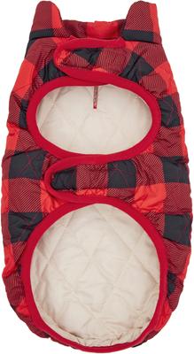 Show full view: Frisco Lightweight Quilted Water-Resistant Reversible Insulated Dog & Cat Jacket, Gray/Red Plaid, Large slide 3 of 10