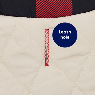 Show full view: Frisco Lightweight Quilted Water-Resistant Reversible Insulated Dog & Cat Jacket, Gray/Red Plaid, Large slide 5 of 10