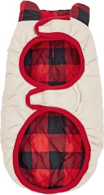 Show full view: Frisco Lightweight Quilted Water-Resistant Reversible Insulated Dog & Cat Jacket, Gray/Red Plaid, Medium slide 5 of 11