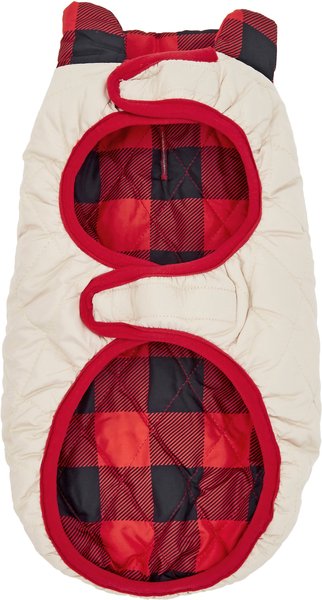 Show full view: Frisco Lightweight Quilted Water-Resistant Reversible Insulated Dog & Cat Jacket, Gray/Red Plaid, XX-Large slide 4 of 10