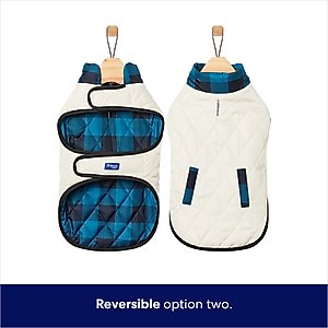 Frisco Lightweight Quilted Water-Resistant Reversible Insulated Dog & Cat Jacket, Navy/Black, X-Small