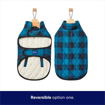 Show full view: Frisco Lightweight Quilted Water-Resistant Reversible Insulated Dog & Cat Jacket, Navy/Black, XX-Large slide 3 of 10