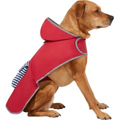 Frisco Lightweight Reversible Packable Travel Dog Raincoat, Red, Medium