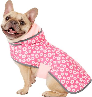Show full view: Frisco Lightweight Reversible Packable Travel Dog Raincoat, Pink, Medium slide 4 of 11