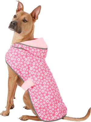 Show full view: Frisco Lightweight Reversible Packable Travel Dog Raincoat, Pink, X-Large slide 4 of 11