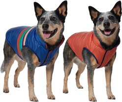 Frisco Lightweight Reversible Striped Packable Dog & Cat Puffer, Navy, Large