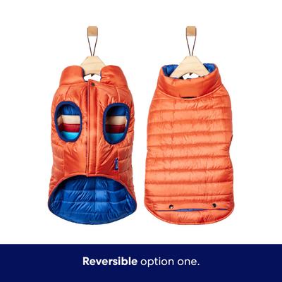 Show full view: Frisco Lightweight Reversible Striped Packable Dog & Cat Puffer, Navy, Small slide 5 of 11