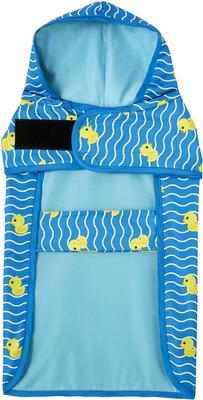 Show full view: Frisco Lightweight Rubber Ducky Dog Raincoat, Blue, Medium slide 4 of 9