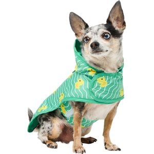 Frisco Lightweight Rubber Ducky Dog Raincoat, Green Ducky, X-Small