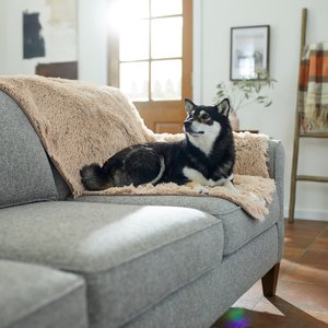 Frisco Long Faux Fur Cat & Dog Throw Blanket, Sand, Large