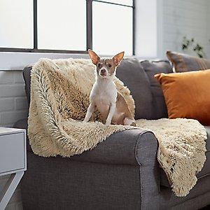 Frisco Long Faux Fur Cat & Dog Throw Blanket, Sand, Small