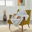 Frisco Long Faux Fur Cat & Dog Throw Blanket, Silver, Small