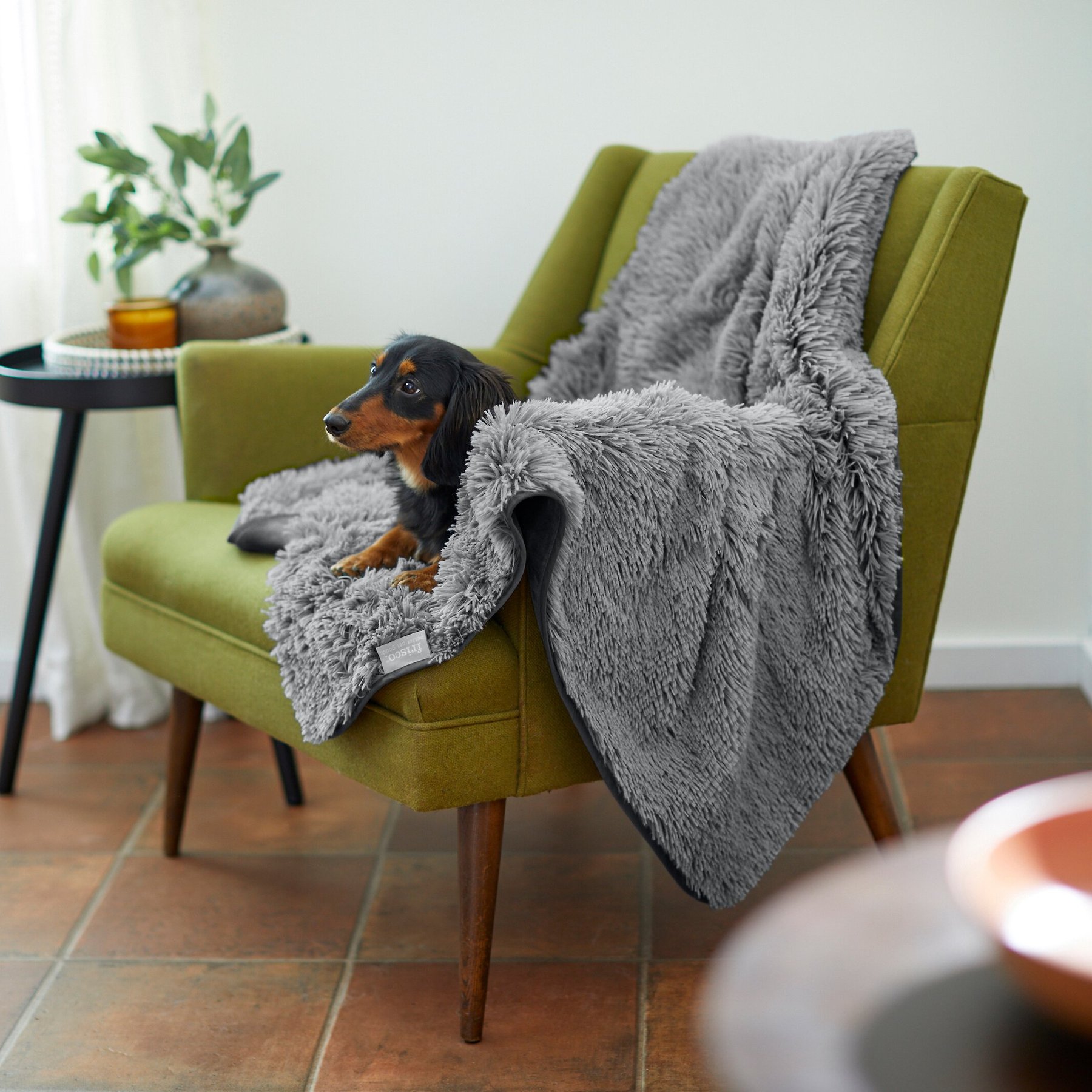 Frisco Long Faux Fur Cat & Dog Throw Blanket, Smoky Gray, Large