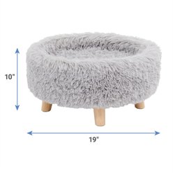 Frisco Long Faux Fur Elevated Cat Bed, Gray slide 2 of 4