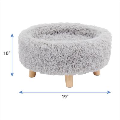 Show full view: Frisco Long Faux Fur Elevated Cat Bed, Gray slide 2 of 6