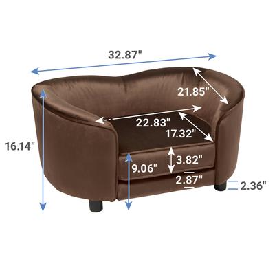 Show full view: Frisco Loveseat Pet Bed with Removable Cover, Brown, Medium slide 2 of 5