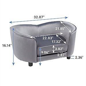 Frisco Loveseat Pet Bed with Removable Cover, Gray, Medium