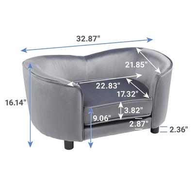 Show full view: Frisco Loveseat Pet Bed with Removable Cover, Gray, Medium slide 2 of 5