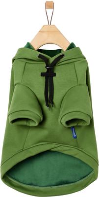 Show full view: Frisco Luxe Drawstring Dog & Cat Sweatshirt Hoodie, Green, Medium slide 5 of 12