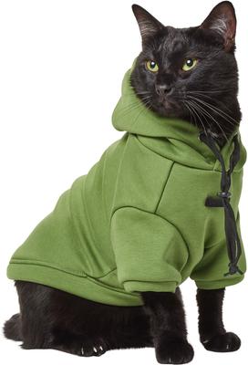 Show full view: Frisco Luxe Drawstring Dog & Cat Sweatshirt Hoodie, Green, Medium slide 2 of 12