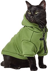 Frisco Luxe Drawstring Dog & Cat Sweatshirt Hoodie, Green, Small