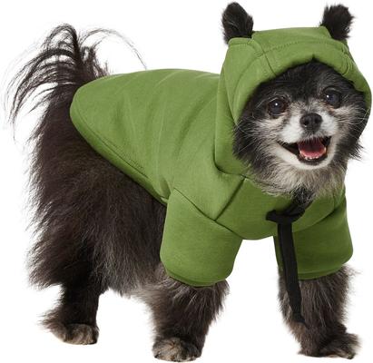 Show full view: Frisco Luxe Drawstring Dog & Cat Sweatshirt Hoodie, Green, X-Small slide 2 of 12