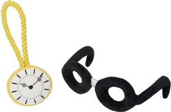 Frisco Magic Pocket Watch & Glasses Plush Squeaky Dog Toy, 2 count