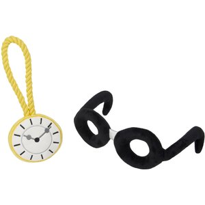 Frisco Magic Pocket Watch & Glasses Plush Squeaky Dog Toy, 2 count