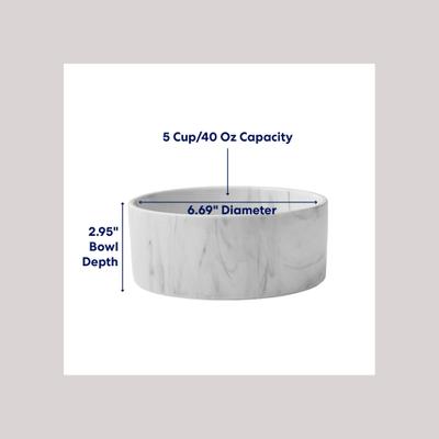 Show full view: Frisco Marble Design Non-skid Ceramic Dog & Cat Bowl, Medium: 5 cup, 1 count slide 2 of 8