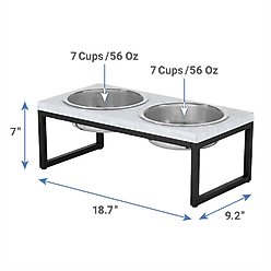Frisco Marble Print Stainless Steel Double Elevated Dog Bowl, Black Stand, Large: 7 cup slide 2 of 5
