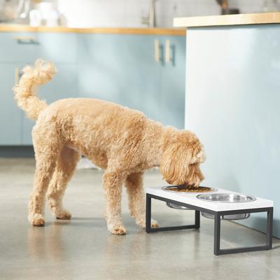 Show full view: Frisco Marble Print Stainless Steel Double Elevated Dog Bowl, Black Stand, Large: 7 cup slide 3 of 7