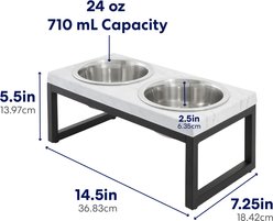 Frisco Marble Print Stainless Steel Double Elevated Dog Bowl, Black Stand, Medium: 3 cup slide 2 of 6