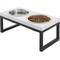 Frisco Marble Print Stainless Steel Double Elevated Dog Bowl